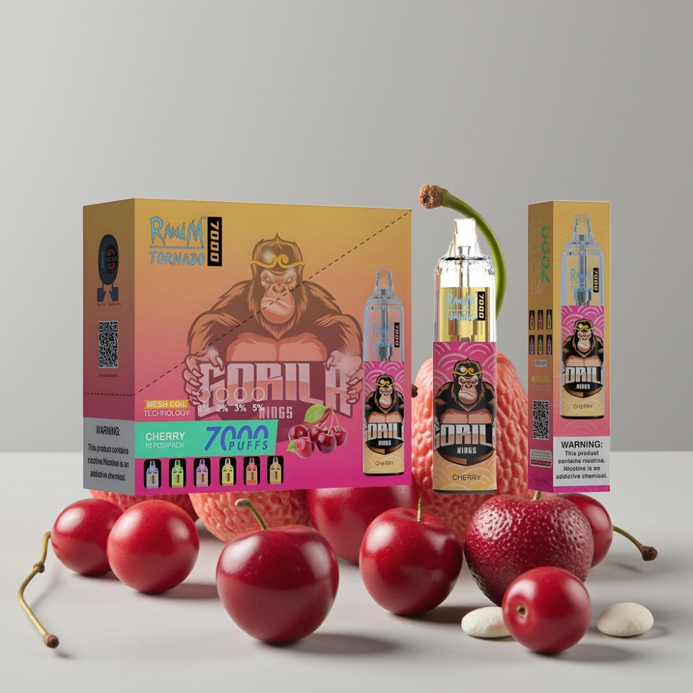 RandM Fumot Tornado 7000 Puffs 14ML Air-Adjustable Mesh Coil Cherry Disposable Vape