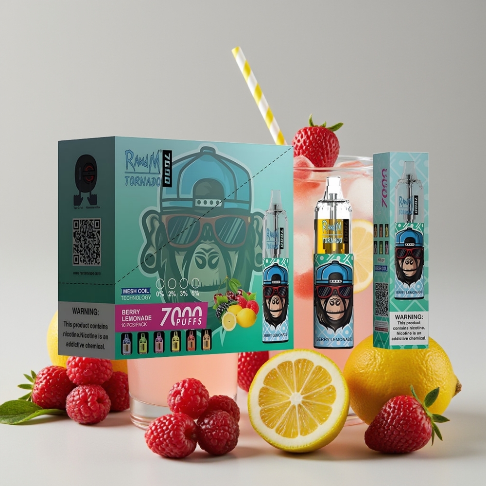 RandM Fumot Tornado 7000 Puffs 14ML Berry Lemonade Mesh Coil Type-C RGB Disposable Vape