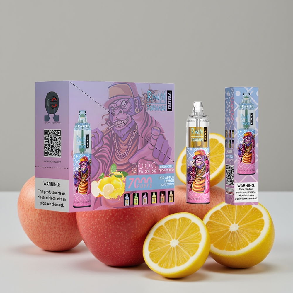 RandM Fumot Tornado 7000 Puffs 14ML Mesh Coil Red Apple Lemon Disposable Vape