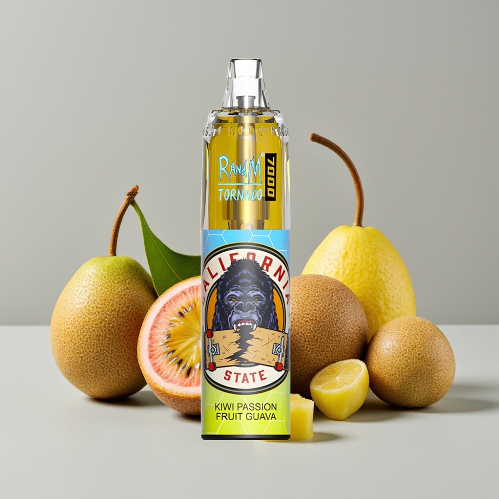 RandM Fumot Tornado 7000 Puffs 14ML Mesh Coil Type-C RGB Air-Adjustable Kiwi Passion Fruit Guava