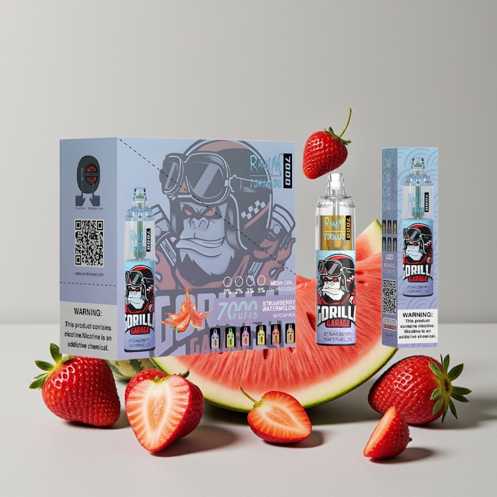 RandM Fumot Tornado 7000 Puffs Disposable Vape 14ML Mesh Coil Strawberry Watermelon