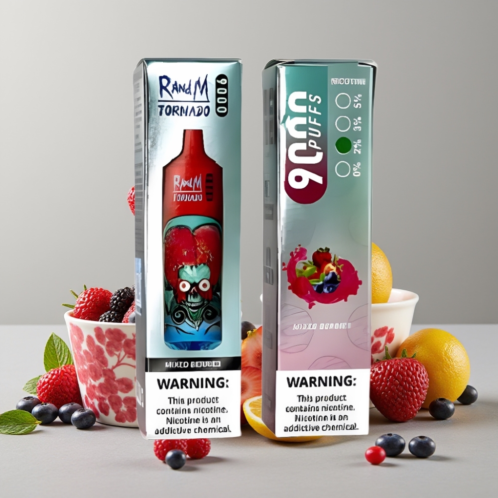 RandM Tornado 9000 Puffs Disposable Vape 18mL Mesh Coil RGB Display Mixed Berries