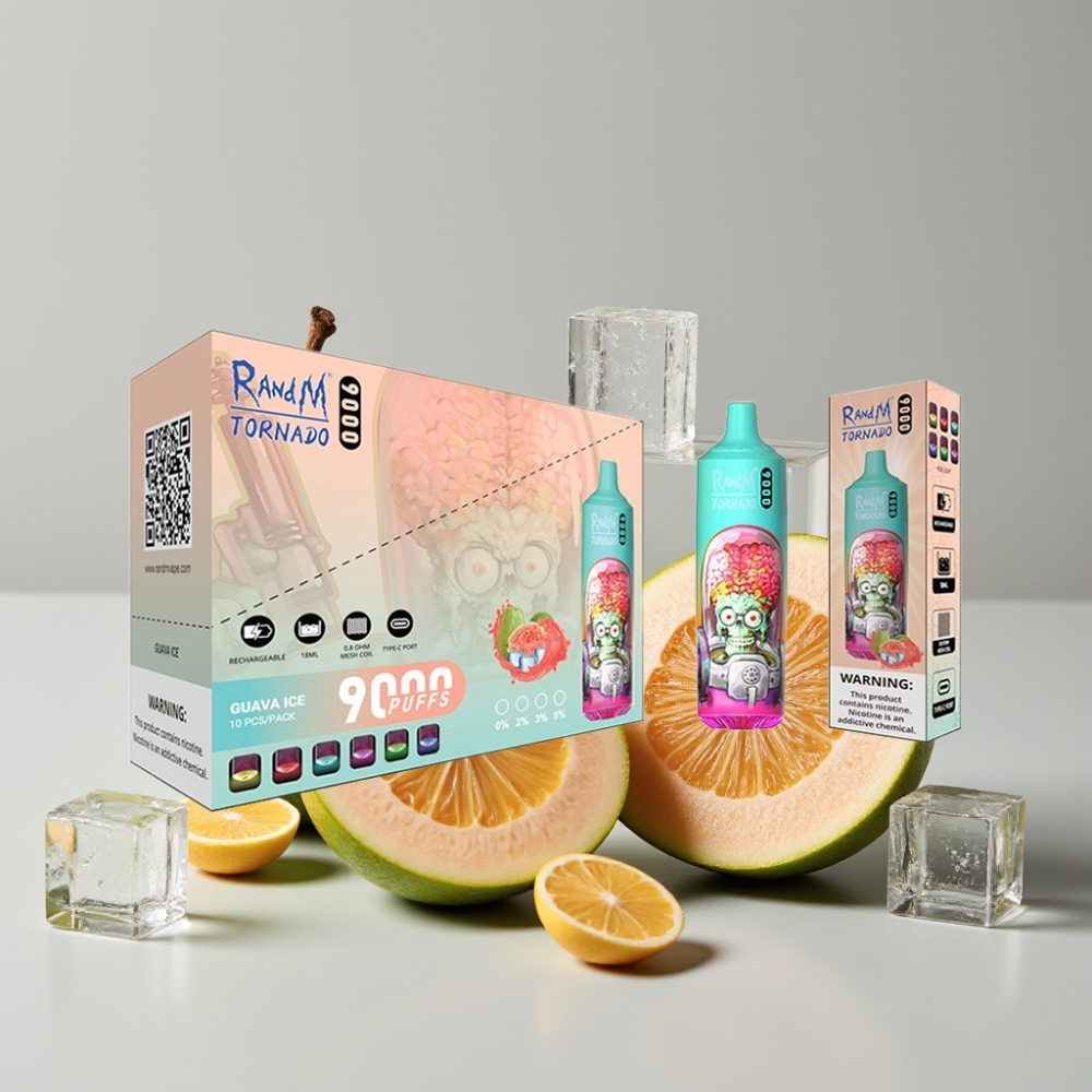 RandM Tornado 9000 Puffs Disposable Vape Guava Ice 18mL Mesh Coil RGB Display