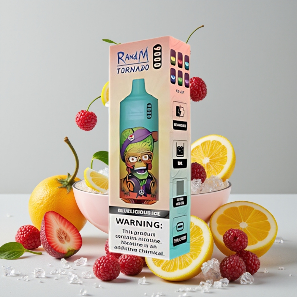 RandM Tornado 9000 Puffs Rechargeable 18mL Mesh Coil RGB Bluelicious Ice