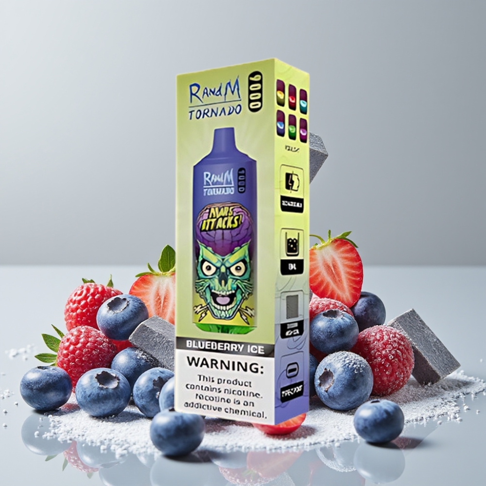 RandM Tornado 9000 Puffs Rechargeable 850mAh 18mL Mesh Coil Blueberry Ice