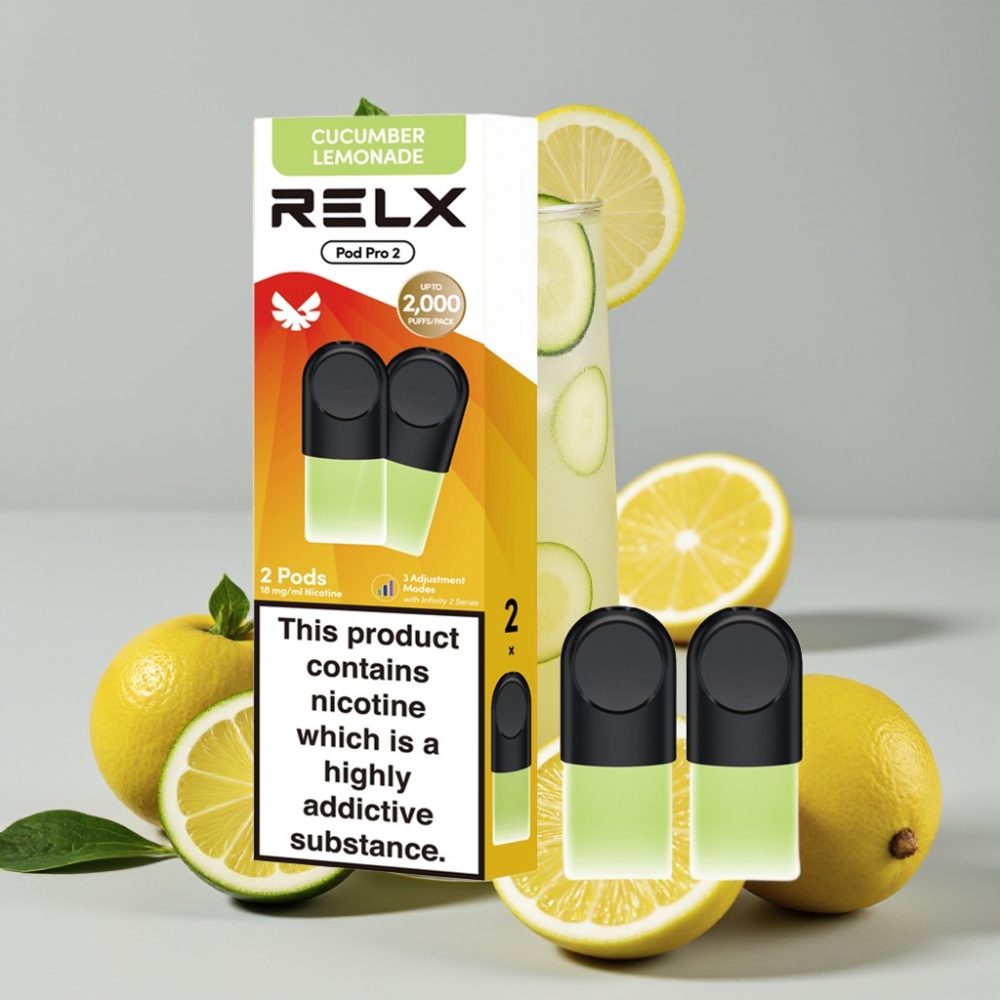 RELX Pod Pro 2 600 Puffs 1.8% Nicotine 1.9ml Beverage-Cucumber Lemonade