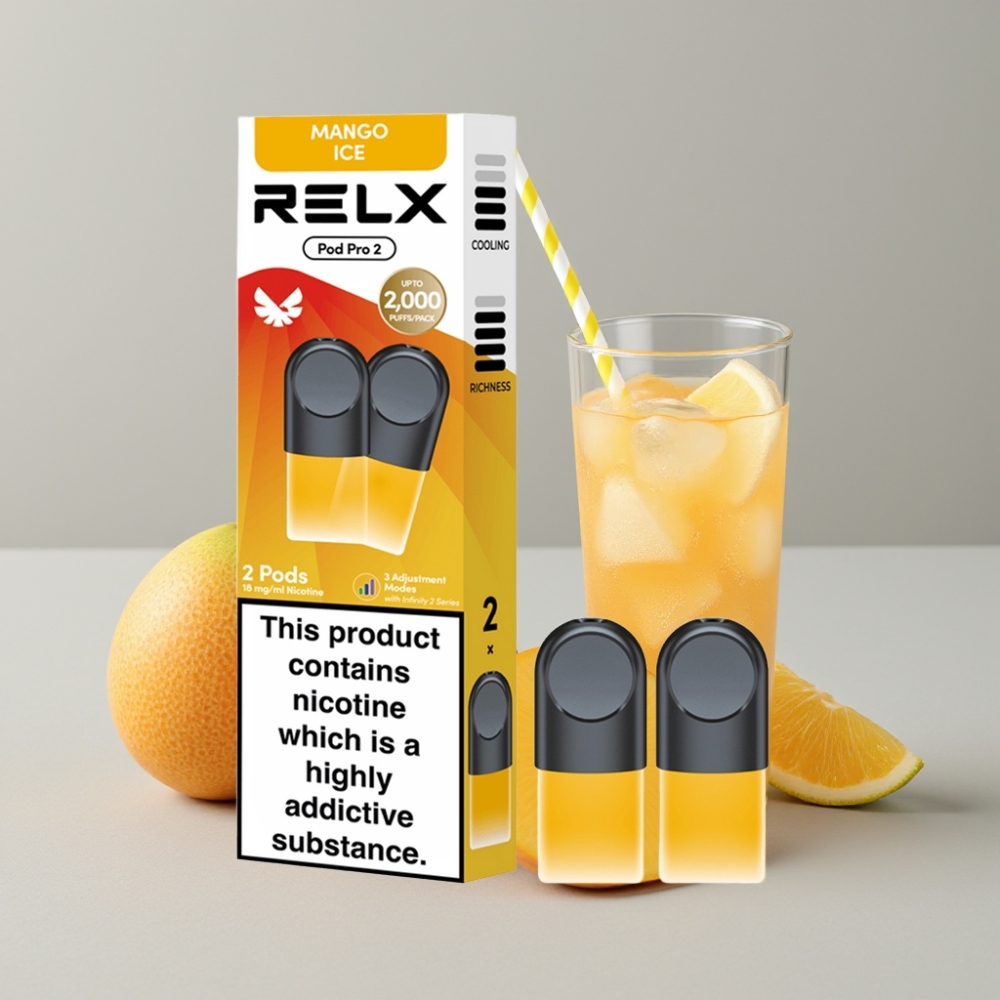 RELX Pod Pro 2 600 Puffs 1.8% Nicotine 1.9ml Mango Ice 3 Voltage Modes