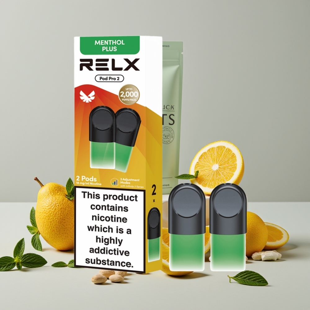 RELX Pod Pro 2 600 Puffs 1.8% Nicotine 1.9ml Mint-Menthol Plus 3 Voltage Modes