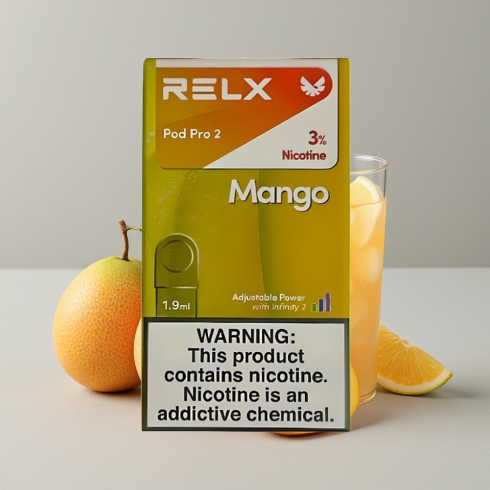RELX Pod Pro 2 600 Puffs 3% Nicotine 1.9ml Mango Ice Eco/Smooth/Boost Modes