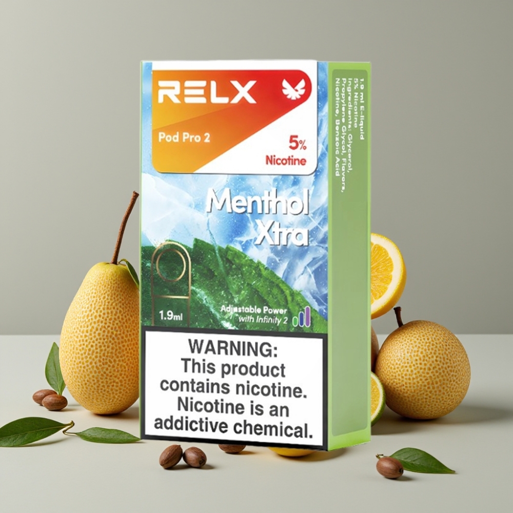 RELX Pod Pro 2 600 Puffs 5% Nicotine 1.9ml Menthol Xtra 3 Voltage Modes