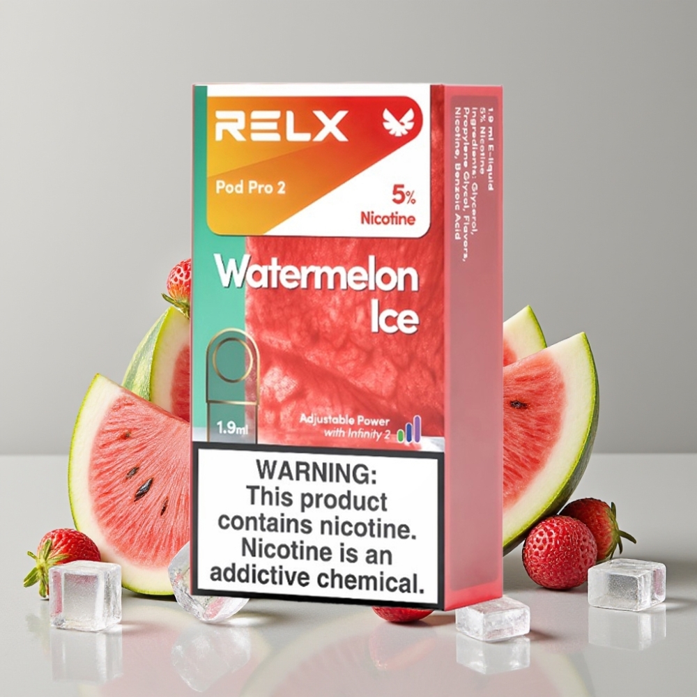 RELX Pod Pro 2 600 Puffs 5% Nicotine 1.9ml Watermelon Ice 3 Voltage Modes
