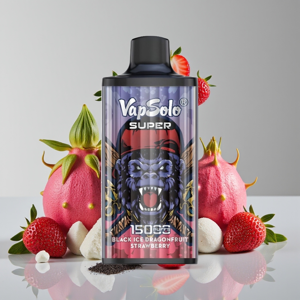 Vapsolo Super 15000 Puffs 40ml Black Ice Dragonfruit Strawberry Disposable Vape 850mAh Type-C
