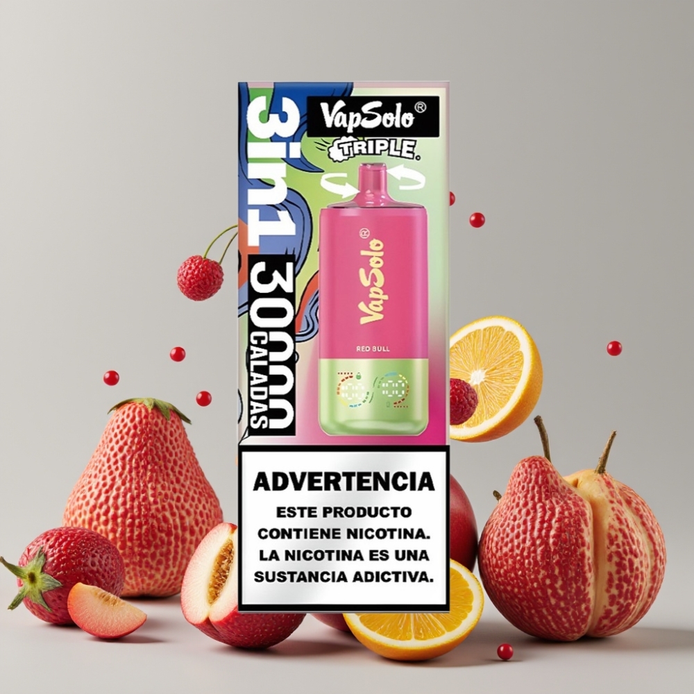 VapSolo Triple 30000 Puffs 40ml 3-Tank Red Bull Disposable Vape