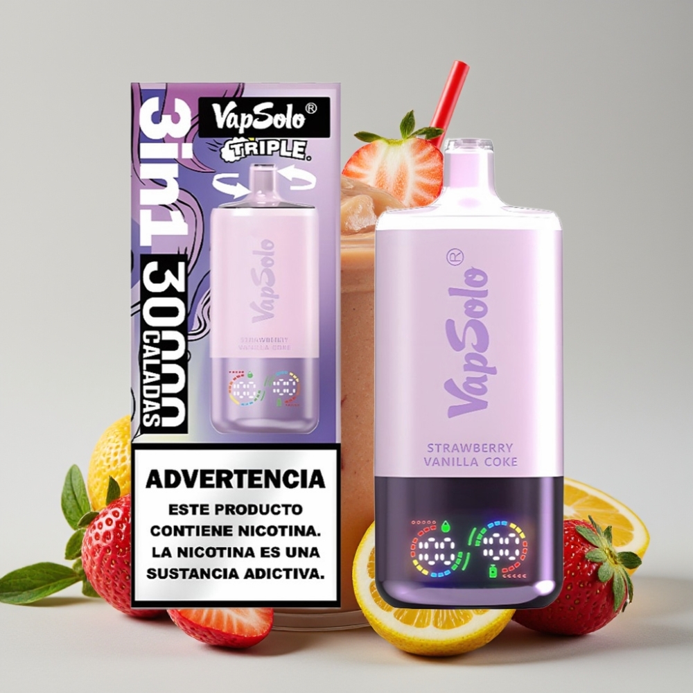 VapSolo Triple 30000 Puffs 40ml Strawberry Vanilla Coke Disposable Vape