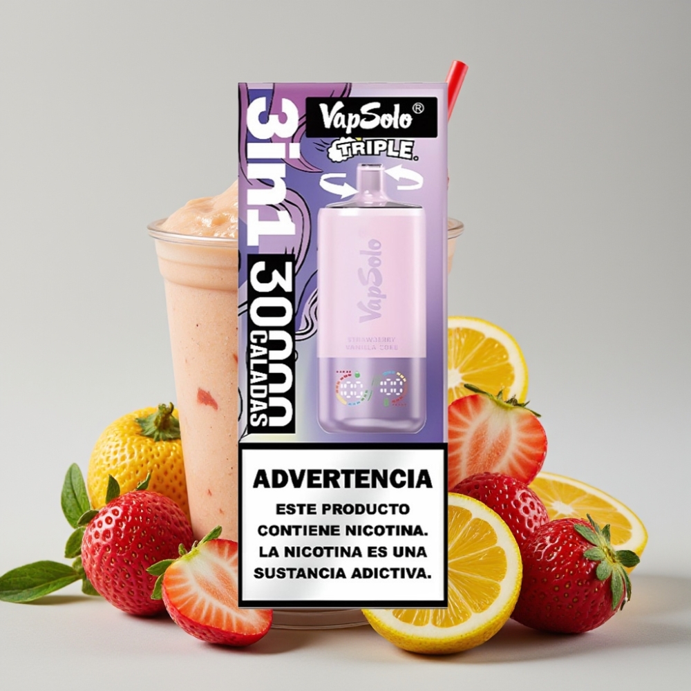 VapSolo Triple 30000 Puffs 40ml Strawberry Vanilla Coke Disposable Vape