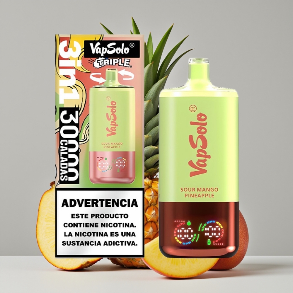VapSolo Triple 30000 Puffs Disposable Vape Sour Mango Pineapple 40ml Type-C