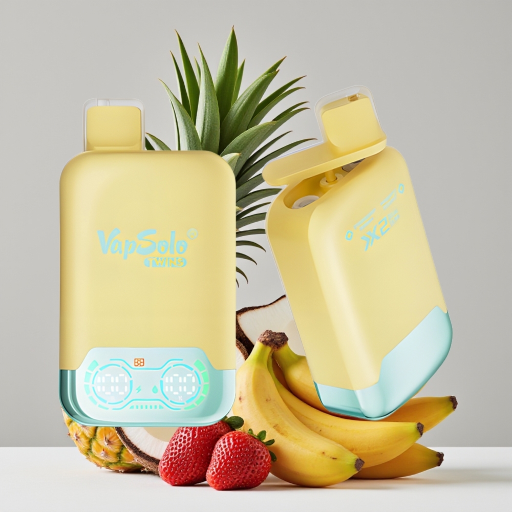 Vapsolo Twins 20000 Puffs 40ml Dual Tank Pineapple Coconut & Strawberry Banana Type-C