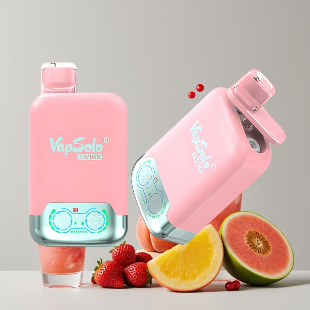 Vapsolo Twins 20000 Puffs 40ml Dual Tank Strawberry Ice & Mango Peach Watermelon Type-C