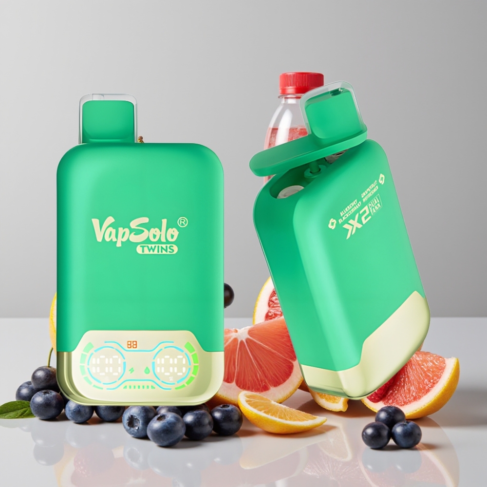 Vapsolo Twins 20000 Puffs 40ml Dual Tank Type-C Blueberry Blackcurrant & Grapefruit Refresher