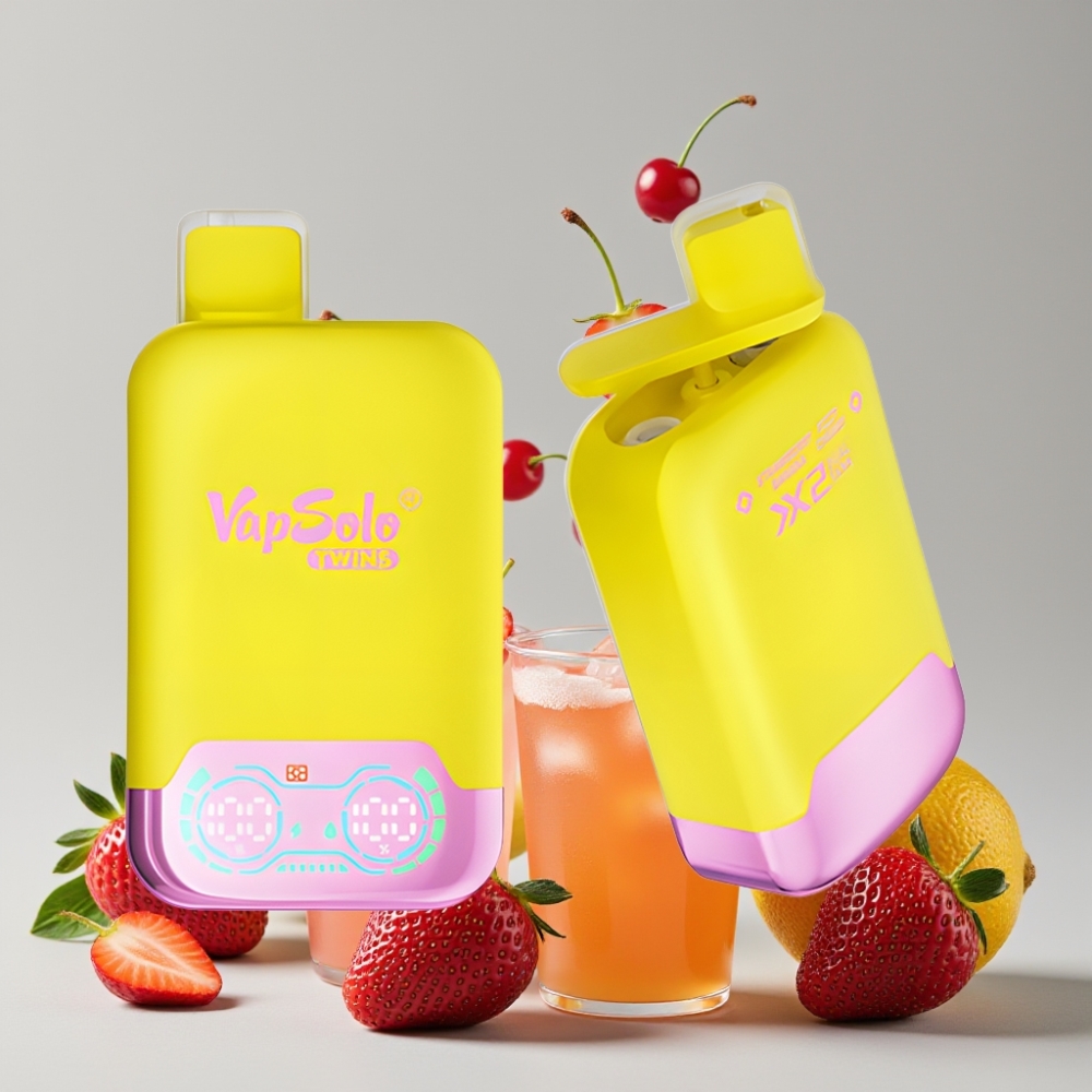 Vapsolo Twins 20000 Puffs Disposable Vape 40ml Dual Tank Type-C Strawberry Banana & Fizzy Cherry