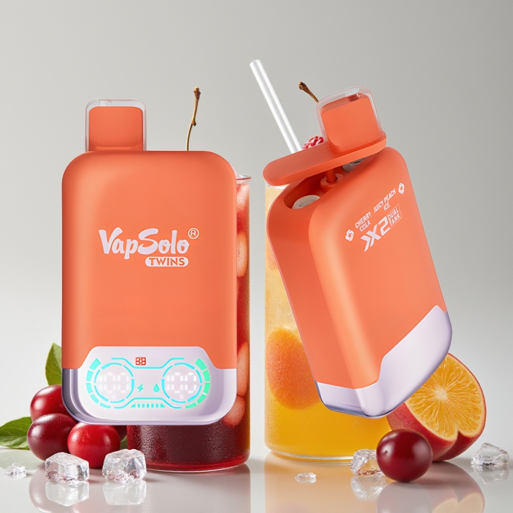 Vapsolo Twins 20000 Puffs Disposable Vape Cherry Cola & Juicy Peach Ice 40ml Type-C