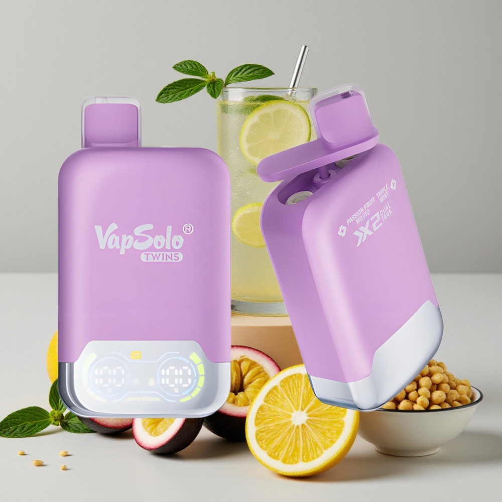 Vapsolo Twins 20000 Puffs Dual Tank Disposable Vape Passion Fruit Mojito & Triple Mint 40ml Type-C