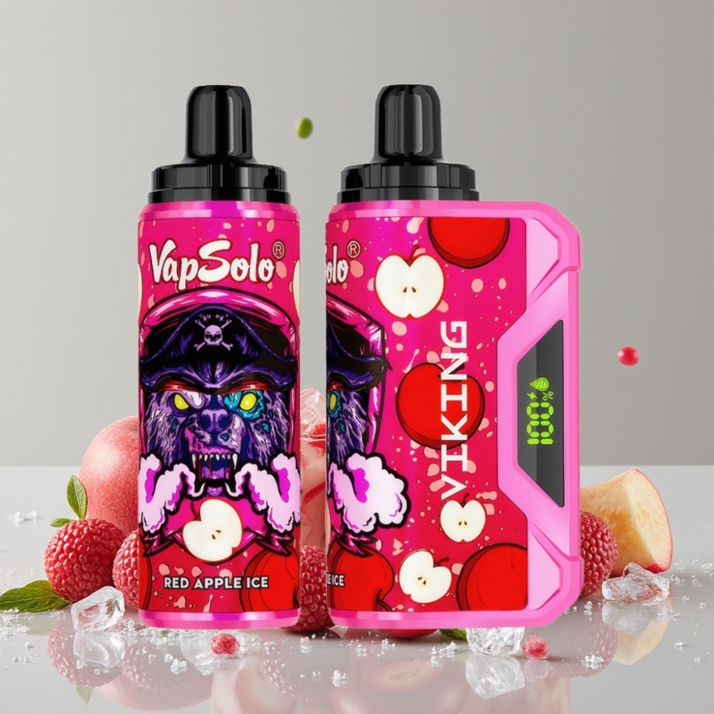 VapSolo VIKING 12000 Puffs 22ml 50mg Red Apple Ice Type-C LED Display Disposable Vape