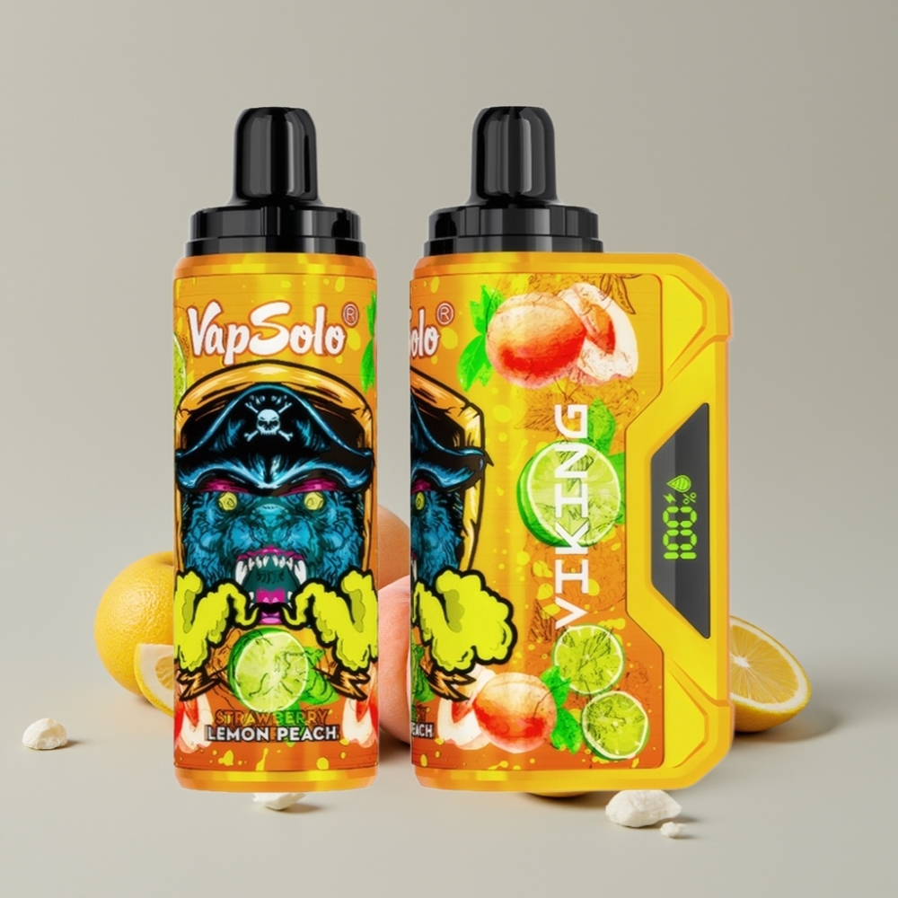 VapSolo VIKING 12000 Puffs 22ml Lemon Peach Disposable Vape with LED Display & Type-C