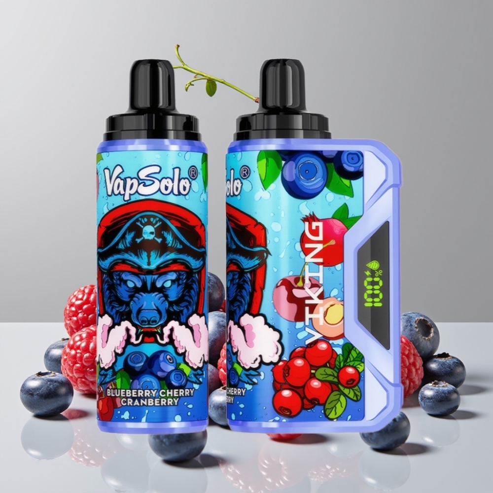 VapSolo VIKING 12000 Puffs Disposable Vape 22ml Type-C Blueberry Cherry Cranberry